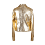 Gold Leather Jacket Women - Designer Leather Jacket - Biker Jacket - Motorcycle Jacket - Handmade Jacket - Italian Leather - Gifts for Her