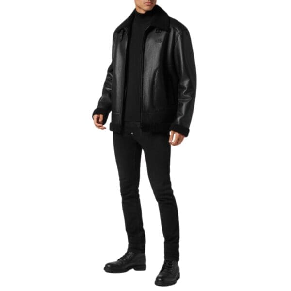 PHILIPP PLEIN SHEARLING JACKET SKULL&BONES