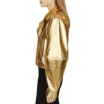 Gold Leather Jacket Women