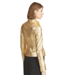Gold Leather Jacket Women