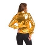 Gold Leather Jacket Women
