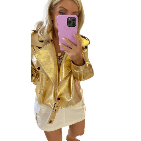 Metallic Gold ITALIANSKINS Leather Jacket Women