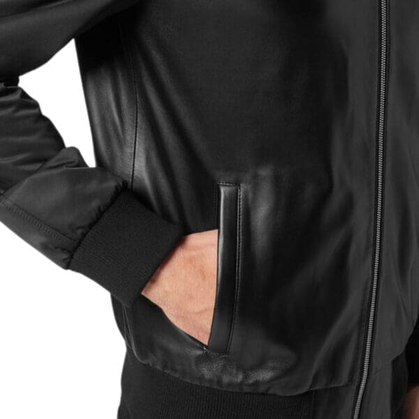 PHILIPP PLEIN LEATHER HOODED JACKET