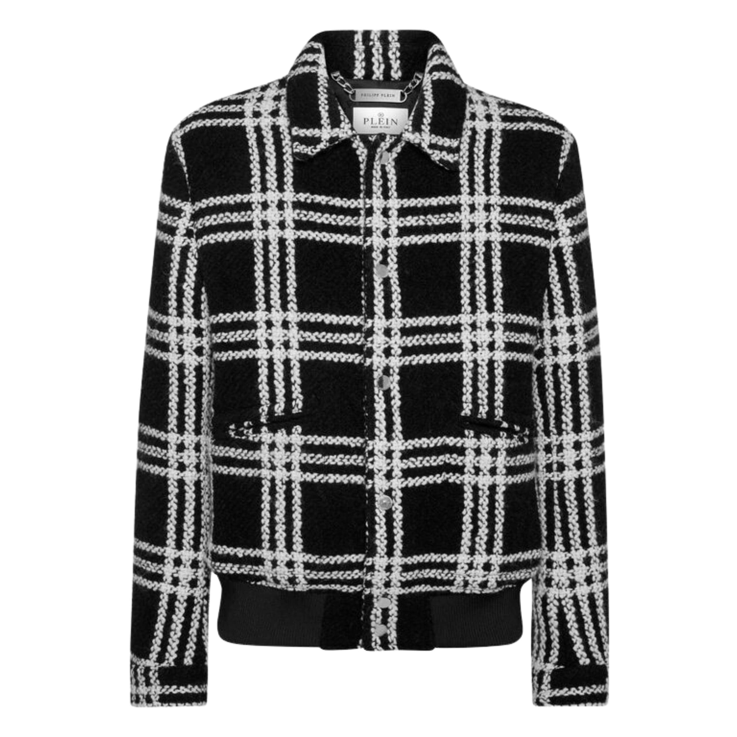 PHILIPP PLEIN ALPACA WOOL BOMBER GOTHIC PLEIN JACKET