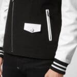 PHILIPP PLEIN WOOL AND LEATHER BIKER JACKET