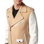 PHILIPP PLEIN WOOL AND LEATHER BIKER JACKET