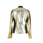 Gold Leather Jacket Women - Designer Jacket - Handmade Jacket - Biker Leather Jacket - Racing Jacket - Italian Leather - Gifts For Her