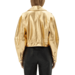 Gold Leather Jacket Women