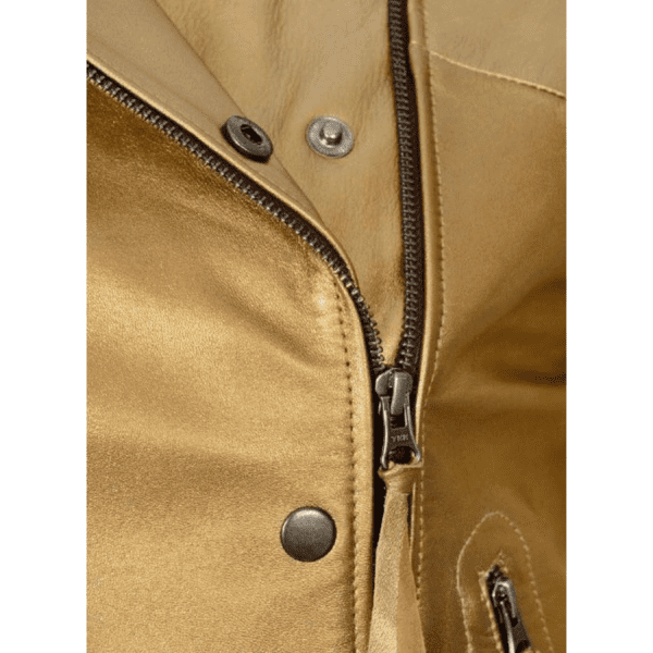Gold Leather Jacket Women