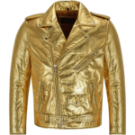 Gold Leather Jacket Women - Designer Jacket - Biker Jacket - Handmade Racing Jacket - Women Clothing - Italian Leather - Gifts for her