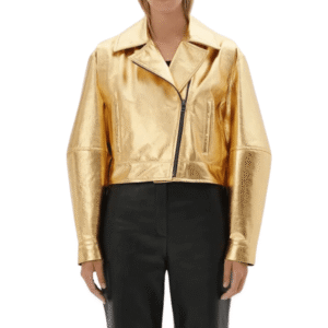 Gold Leather Jacket Women