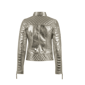 Men Silver Leather Jacket