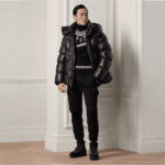 Men Leather Puffer Jacket
