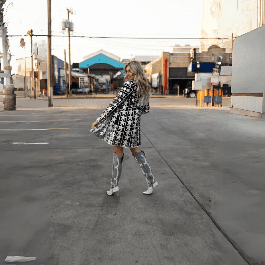 Silver Star Leather Jacket Coat