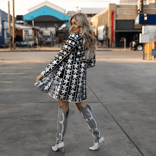 Silver Star Leather Jacket Coat