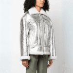 Women Silver Leather Jacket