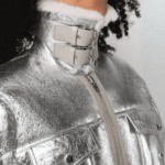 Women Silver Leather Jacket