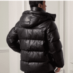 Men Leather Puffer Jacket