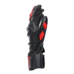 The Dainese Druid 4 leather racing gloves are an expression of the highest protection standards, designed for maximum performance on the track and the road. World Championship safety and ergonomics are guaranteed by the presence of the pre-curved and thermoformed sleeve, the carbon inserts on the knuckles and back, and the thermoplastic protector on the little finger. They are guaranteed to be resistant owing to the polyurethane inserts on the palm and joints, while four-way stretch ensures extreme comfort and a perfect fit at all times.