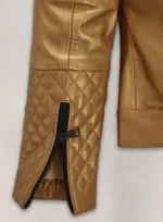 Gold Leather Jacket Women