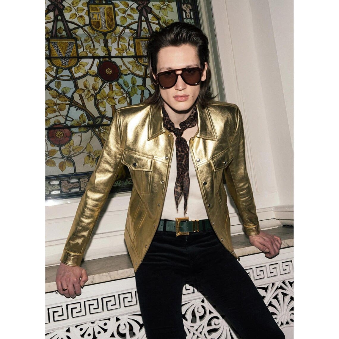 Gold Leather Jacket Men