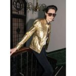 Gold Leather Jacket Men