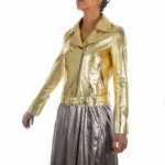 Metallic Gold ITALIANSKINS Leather Jacket Women