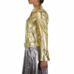 Metallic Gold ITALIANSKINS Leather Jacket Women