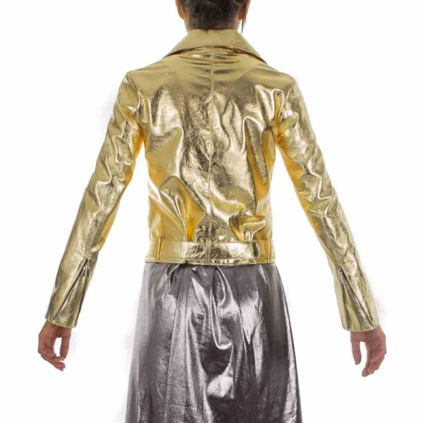Metallic Gold ITALIANSKINS Leather Jacket Women