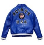 Avirex Leather Jacket Mazarine Blue