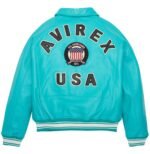 Avirex Leather Jacket Snow Turquoise