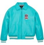 Avirex Leather Jacket Snow Turquoise