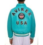Avirex Leather Jacket Snow Turquoise