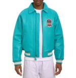 Avirex Leather Jacket Snow Turquoise