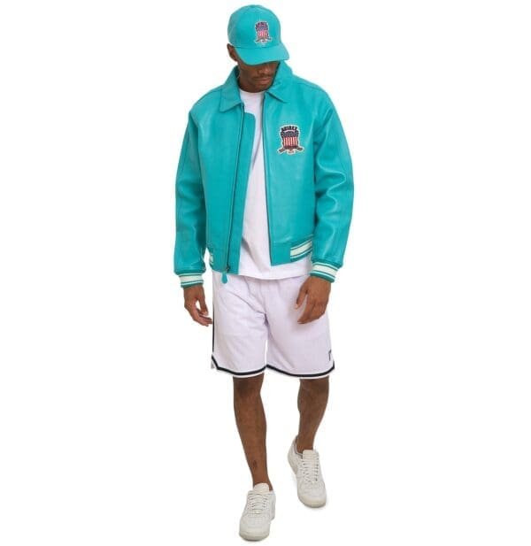 Avirex Leather Jacket Snow Turquoise