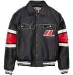 Avirex Chicago USA Leather Jacket Black & Red