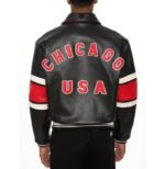 Avirex Chicago USA Leather Jacket Black & Red