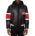 Avirex Chicago USA Leather Jacket Black & Red