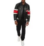 Avirex Chicago USA Leather Jacket Black & Red