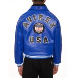Avirex Leather Jacket Cobalt
