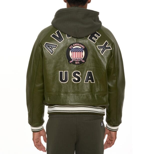 Avirex Leather Jacket Olive
