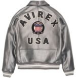 Avirex Metallic Silver Leather Jacket
