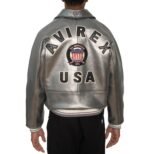 Avirex Metallic Silver Leather Jacket