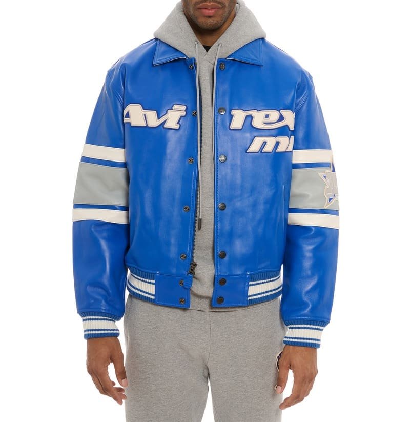 Avirex Detroit USA Leather Jacket Blue