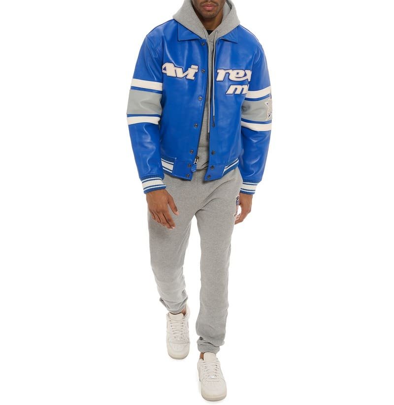 Avirex Detroit USA Leather Jacket Blue