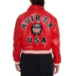Avirex Cropped Red Icon Leather Jacket