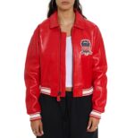 Avirex Cropped Red Icon Leather Jacket