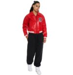 Avirex Cropped Red Icon Leather Jacket