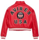 Avirex Cropped Red Icon Leather Jacket