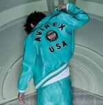 Avirex Leather Jacket Snow Turquoise